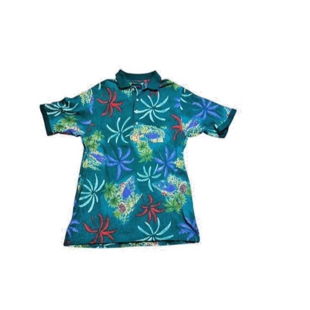 Vtg Gant Polo Shirt Mens Size XLT Tall Colorful Floral Tropical Preppy Slim Fit